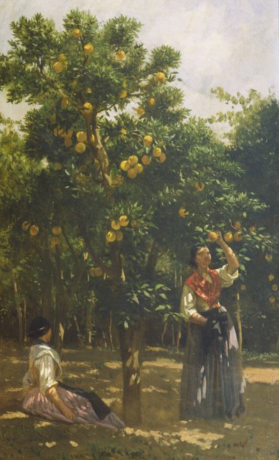 Orange Trees with Women by Filippo Palizzi